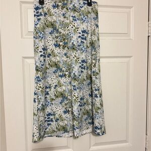 Rachel Zoe Blue and Green Floral A-Line Skirt